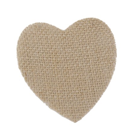 CHICHUMID 10Pcs Hessian Burlap Heart Shaped Pieces for Rustic Style Light Brown 3.7*3.3 In