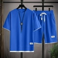 thumbnail image 6 of RPVATI Men Waffle Sets Outfits 2 Piece Casual Trendy Waffle Shirt & Shorts Summer Athletic Jogging Tracksuit Outfits Blue XXL, 6 of 6