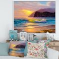 thumbnail image 2 of Designart 'Sunrise Glow On The Sea Waves V' Nautical & Coastal Framed Canvas Wall Art Print, 2 of 5