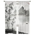 thumbnail image 3 of Chinese Ink Landscape Painting Bamboo Voile Tulle Sheer Curtains for Bedroom Living Room Kitchen r Chiffon Windows Curtain, 3 of 7