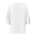 thumbnail image 5 of Gibobby Playera Corte clásico para MujerCamisas con cuello en V y estampado diente león para mujer, blusa manga corta algodón y lino, blusas informales hol(Blanco,M), 5 of 5