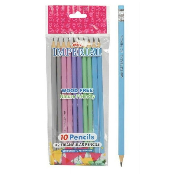 DDI 2332534 Imperial #2 Wood-Free Pencils - 10 Count  Triangular Shape  Pre-Sharpened  Assorted Pastel Colors Case of 36