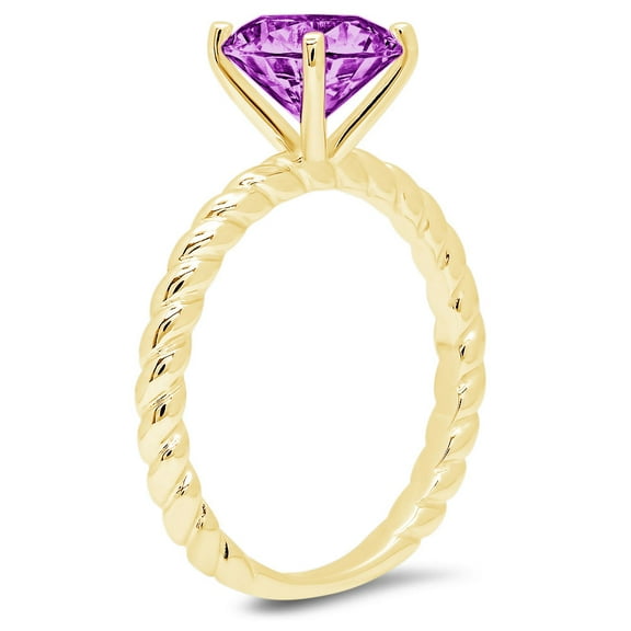 2 ct Round Cut Simulated Alexandrite Solitaire Engagement Ring for Women in 18K Yellow Gold