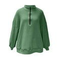 thumbnail image 4 of ManxiVoo Women's Half Zip Pullover Sweatshirt Oversized Soft Fuzzy Sweater with Pockets Cozy Winter Wear XL Size Green, 4 of 5