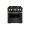 ZLINE Autograph Edition 30 in. 4.2 cu. ft. Classic Gas Range with 4 Burner Cooktop and Convection Gas Oven in Black Stainless Steel and Champagne Bronze Accents (CGRBZ-30-CB)