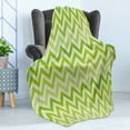 thumbnail image 4 of Lime Green Soft Flannel Fleece Blanket, Chevron Traditional Zig Zag Pattern with Symmetric Lines Tribal Modern Pattern, Cozy Plush for Indoor and Outdoor Use, 70" x 90", Pale Green, by Ambesonne, 4 of 5