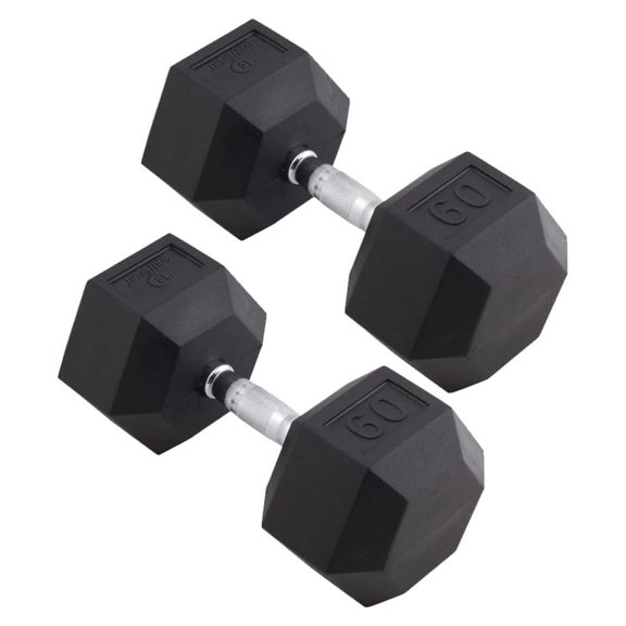Rubber Encased Hex Dumbbell Weight, Pair – Dumbbells for Exercises – Strength Training Equipment – Home Gym Accessories – Weight Training