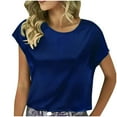 thumbnail image 2 of AXXD Basic Summer Shirts for Women 2024 Casual Solid Color Short-Sleeved Crew-Neck Top, 2 of 6