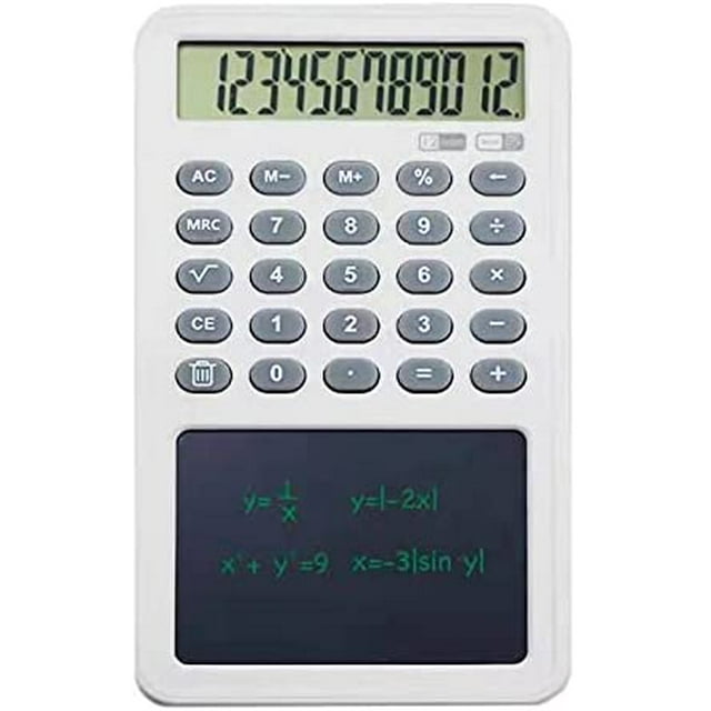 MGFED Basic Calculator Notepad with LCD Writing Tablet 12 Digit Display Grey