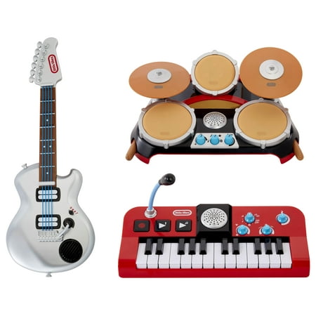 Little Tikes - My Real Jam™ First Concert Set with Electric Guitar, Drum and Keyboard, 4 Play Modes, and Bluetooth® Connectivity - For Kids Ages 3+