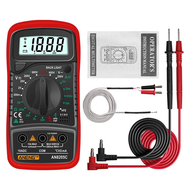 ANENG AN8205C Multimeter Digital Display Backlight AC/DC Voltmeter Portable Temperature Multimetro Tester Electronic Detector Red