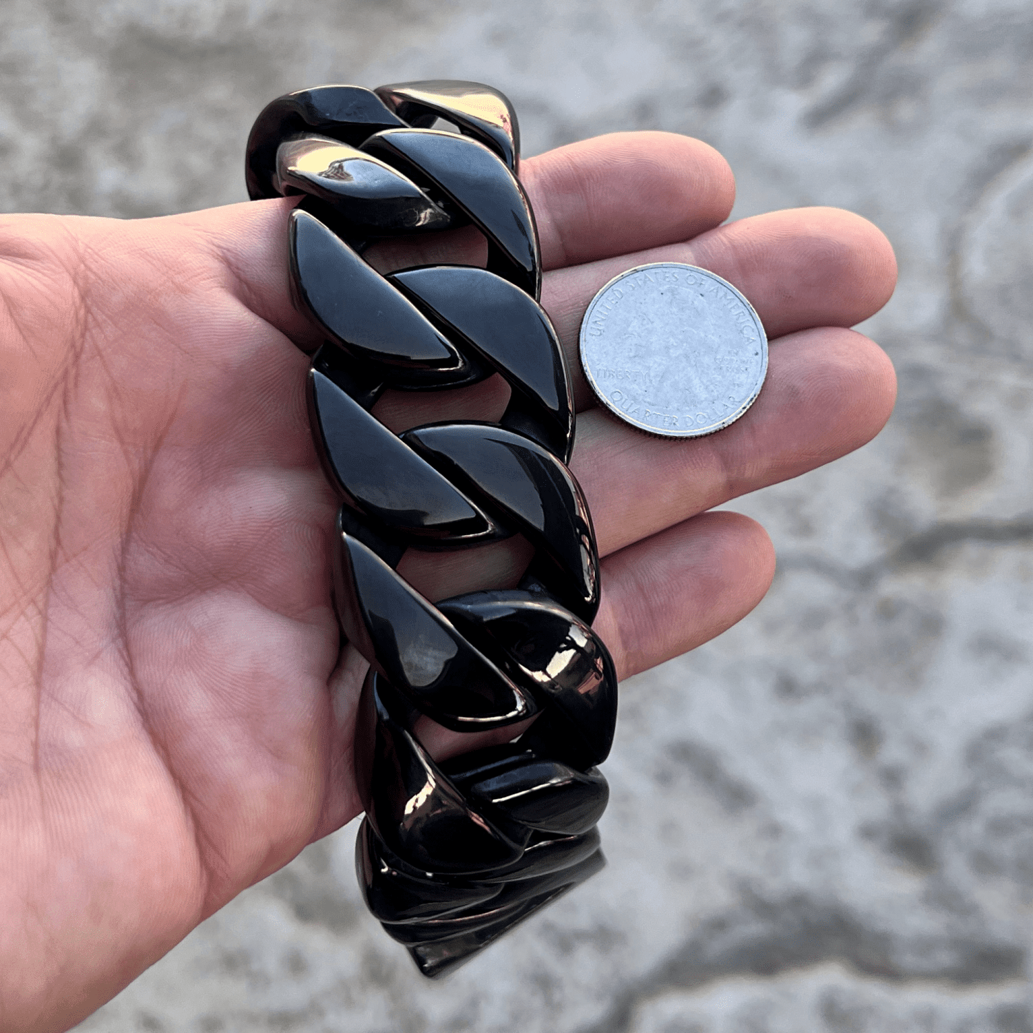 Men's Huge Black Bracelet 316L Stainless Steel Heavy Cuban Link 8.5" 30MM Thick