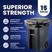 Plasticplace 95-96 Gallon Heavy Duty Black Trash Bags - Contractor Grade, Extra Large Garbage Bags for Construction & Outdoor Trash Cans, 1.2 Mil Thick, 61” x 68” (15 Count Roll)