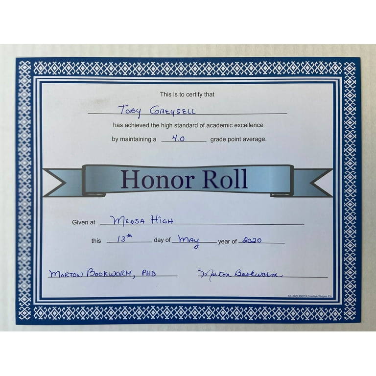 SHAPES ETC. Recognition Certificate - Honor Roll Certificate - Walmart.com shapes-etc-recognition-certificate-honor-roll-certificate-walmart-com