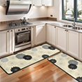 thumbnail image 3 of Geometric Flower and Dahlia Beige Anti Fatigue Kitchen Rugs Set Of 2, Non Slip Washable Decorative Floor Mats for Sink Laundry and Home Use, 17"x47", 3 of 5