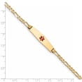 thumbnail image 3 of Primal Gold 14 Karat Yellow Gold Medical Soft Diamond Shape Red Enamel Flat Figaro Link ID Bracelet, 3 of 3