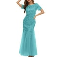 thumbnail image 1 of Staron Robes d'Été pour Femmes Col Rond Soirée Cocktail Longue Robe d'Été Robes d'Été Manches Courtes Robe Formelle pour Invitée de Mariage, 1 of 2