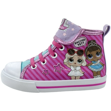 L.O.L. Surprise! Girls Shoe, Miss Baby and Leading Baby High Top Sneaker, Pink White, Little Kid/Big Kid size 7 to 13