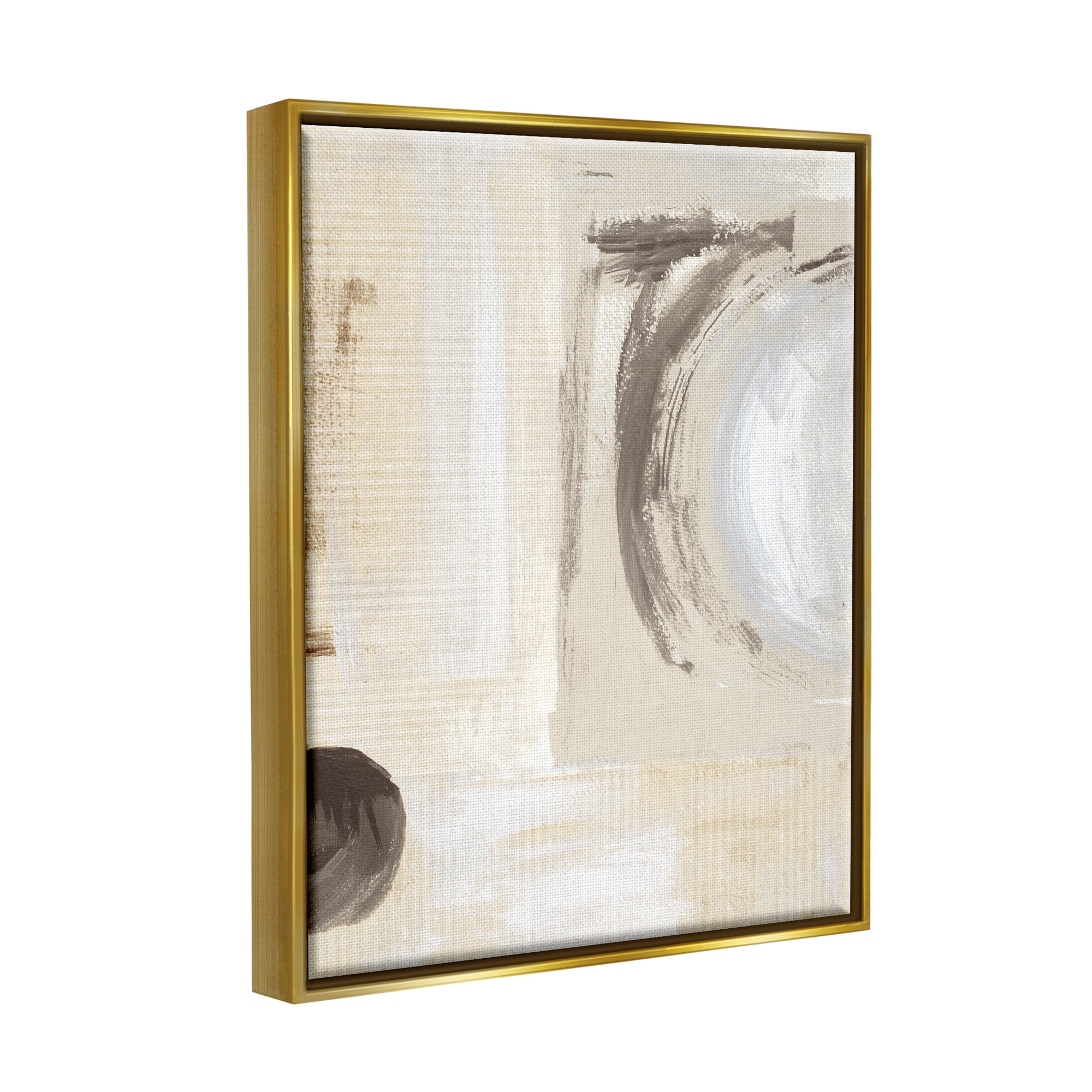 Stupell Industries Earth Tone Brushed Paint Abstract Painting Gold Floater Framed Canvas Art Print Wall Art, 17 x 21