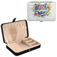 thumbnail image 2 of Leather Jewelry Box Rectangular 8.27x5.5x1.78In Travel Jewelry Storage Earrings Necklace Bracelet Watch Brooch Storage Cool Color Wolf, 2 of 8
