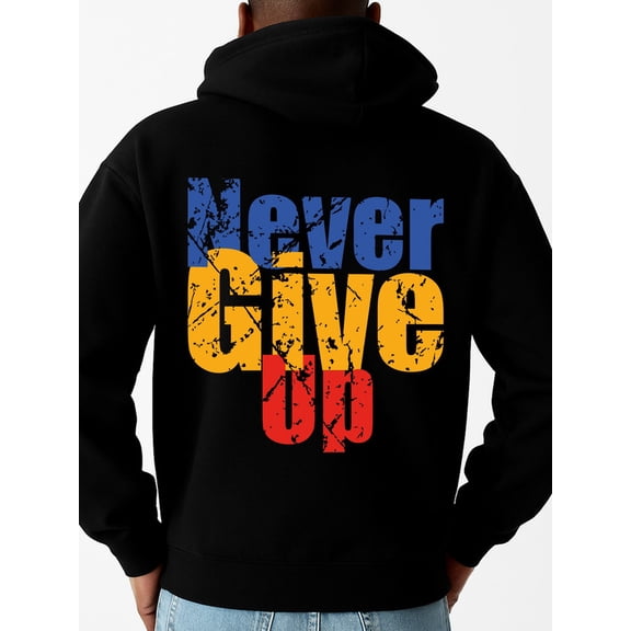Never Give Up graphic hoodies for men long sleeve black Spring Summer Outdoor & Home Wear winter Casual Unisex Shirt Graphic Tee tshirts