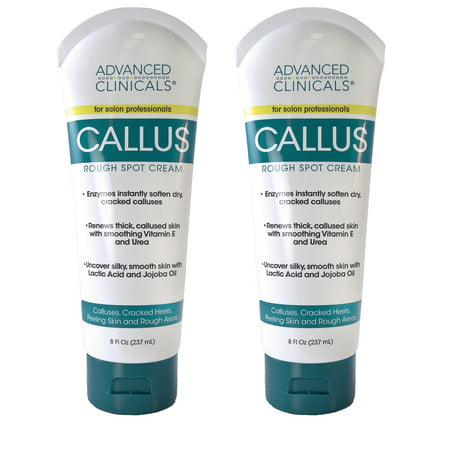 Advanced Clinicals Callus Cream. Best Foot Cream for callus and rough spots. For Rough Dry Skin on Feet, Hands, Elbows. (Two -