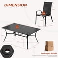 thumbnail image 6 of Arlopu 7pcs Outdoor Patio Dining Set, 63''x38'' Rectangular Metal Table and 6 Stackable Textilene Chairs (Black), 6 of 9