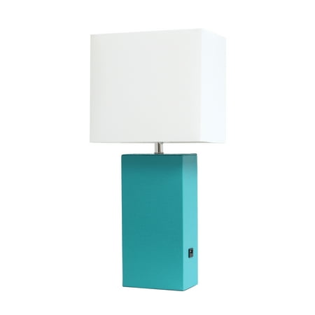 UPC 810052829982 product image for Lalia Home 21in Leather Base Table Lamp with USB Charging Port Teal | upcitemdb.com
