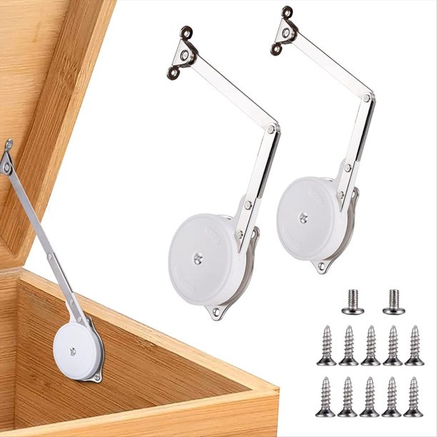 Paquete de 2 Bisagras para Cajas de Juguetes, Bisagras de Soporte con Tapa de Suave, Bisagras para Pecho para Caja Juguetes de Madera, Cedro, Baúl de Almacenamiento y Banco