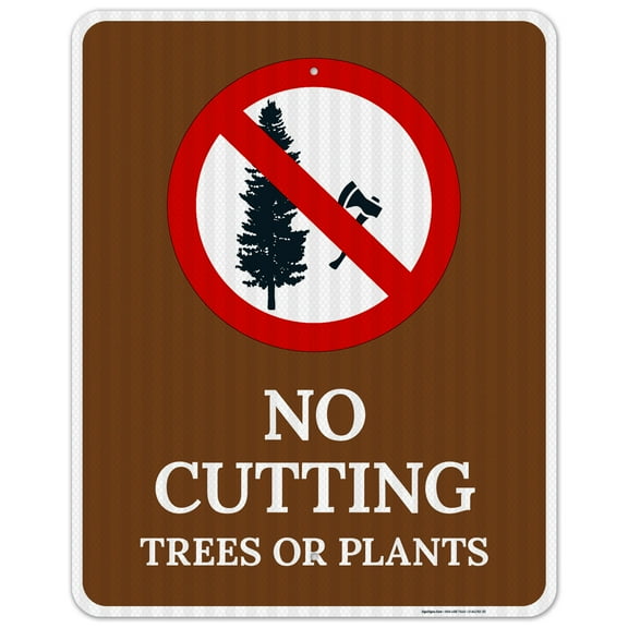 No Cutting Trees Or Plants With Graphic Sign,