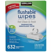 Kirkland Signature Moist Flushable Enhanced Cleansing & Freshness Ultra Soft Hypoallergenic Plant-Based Wipes - 632 Count