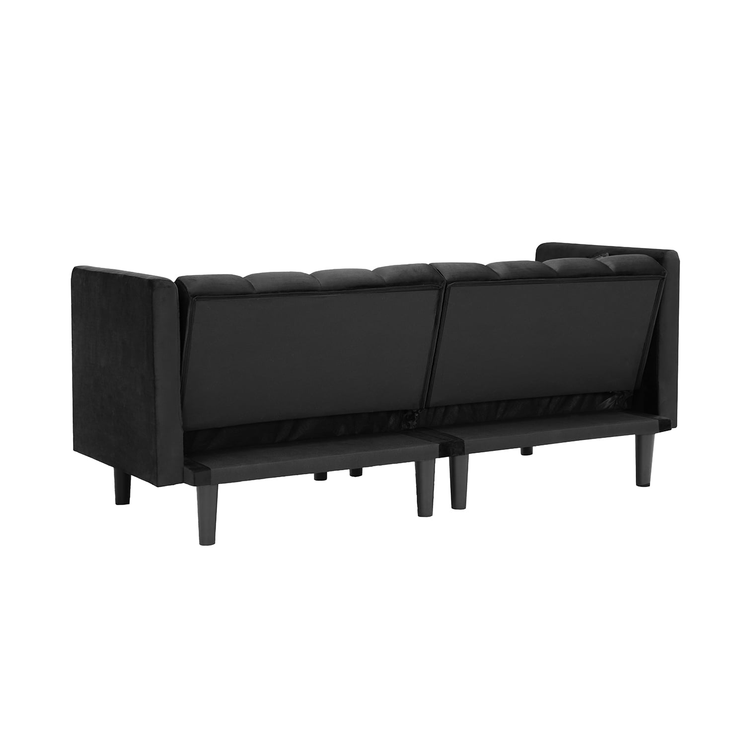 Kadyn Futon Sofa, Fabric Futon Sofa Bed with 2 Pillows, Modern Convertible Futon Sofa for Small Rooms, Black Kadyn Futon Sofa, Fabric Futon Sofa Bed with 2 Pillows, Modern Convertible Futon Sofa for Small Rooms, Black