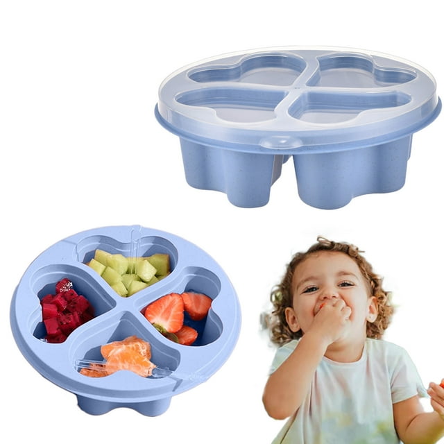 Dvkptbk Snack Boxes Heart-Shaped Fruit Snack Candy Box with Straw Lunch Box Four Compartments Refreshment Box Transparent Lid Across The Border Snack Box Kitchen Utensils & Gadgets