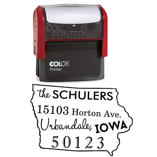 Custom Iowa State Map Stamp Personalized Self Inking Family Address Map Stamp