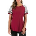 thumbnail image 5 of LELINTA Women's Casual Tops Short Sleeve V-Neck Shirts Loose Blouse Basic Tee T-Shirt, Wine Red, 5 of 6