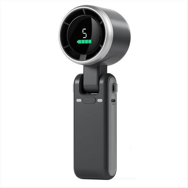 Ventilador Turbo Portátil de Mano, Viento de 5 Velocidades, Funciona con Pilas, Hasta 12 Horas de Trabajo, Ventilador de Mano con Air Turbo Tech Negro