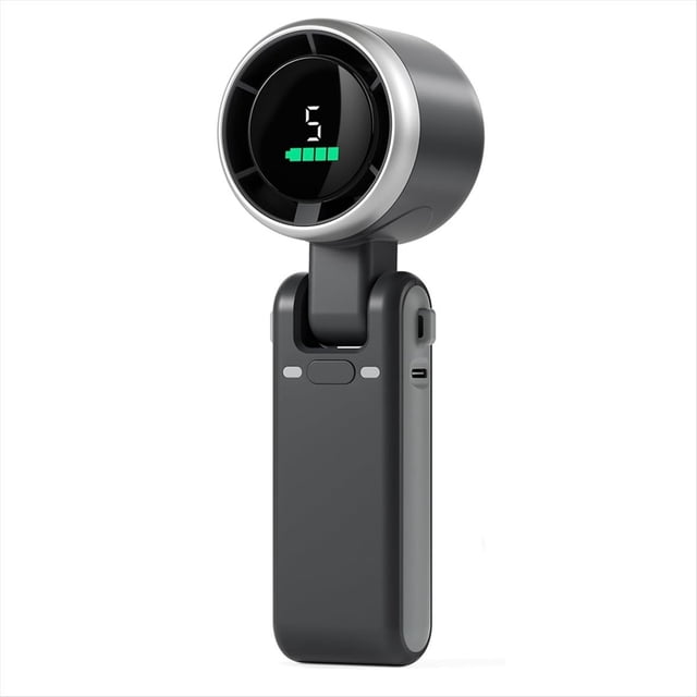Ventilador Turbo Portátil de Mano, Viento de 5 Velocidades, Funciona con Pilas, Hasta 12 Horas de Trabajo, Ventilador de Mano con Air Turbo Tech Negro
