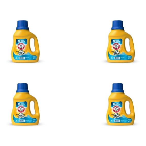 Arm & Hammer Plus OxiClean Laundry Detergent – 4 Pack  bottles (32.5 fl oz / 25 Loads x 4 )
