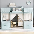 thumbnail image 2 of LOOM Twin Loft Bed with Built-in Bookshelf,Curtain,and Storage Shelf Amusement Park-Inspired Playful Design Safety Guardrails,Blue, 2 of 9