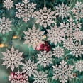thumbnail image 5 of 36 Pack Plastic Rose Gold Snowflake Ornaments , Hanging Decorations For Winter Christmas Tree, 5 of 5