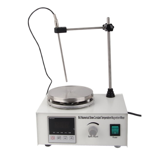 Agitador Magnético Digital, 200W 0-2400rpm Placa CaleFactora Digital Con Indacia de Temperatura, 25W Potente Motor DC, Agitador Magnético Placa Calafactora para Laboratorio