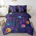 thumbnail image 1 of Erosebridal Psychedelic Planet Bedding Queen Comforter Set, Outer Space Down Comforter, Stripes Decor, Reversible 7pcs, 1 of 1