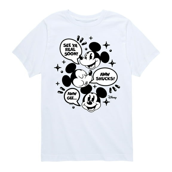 Disney - Mickey Mouse - See Ya Soon!, Aww Shucks!, Aww Gee - Youth Short Sleeve Graphic T-Shirt