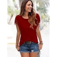thumbnail image 3 of UVN Women Tassel T Shirt Short Sleeve Tops Round Neck Shirts Casual Summer Tee, 3 of 4