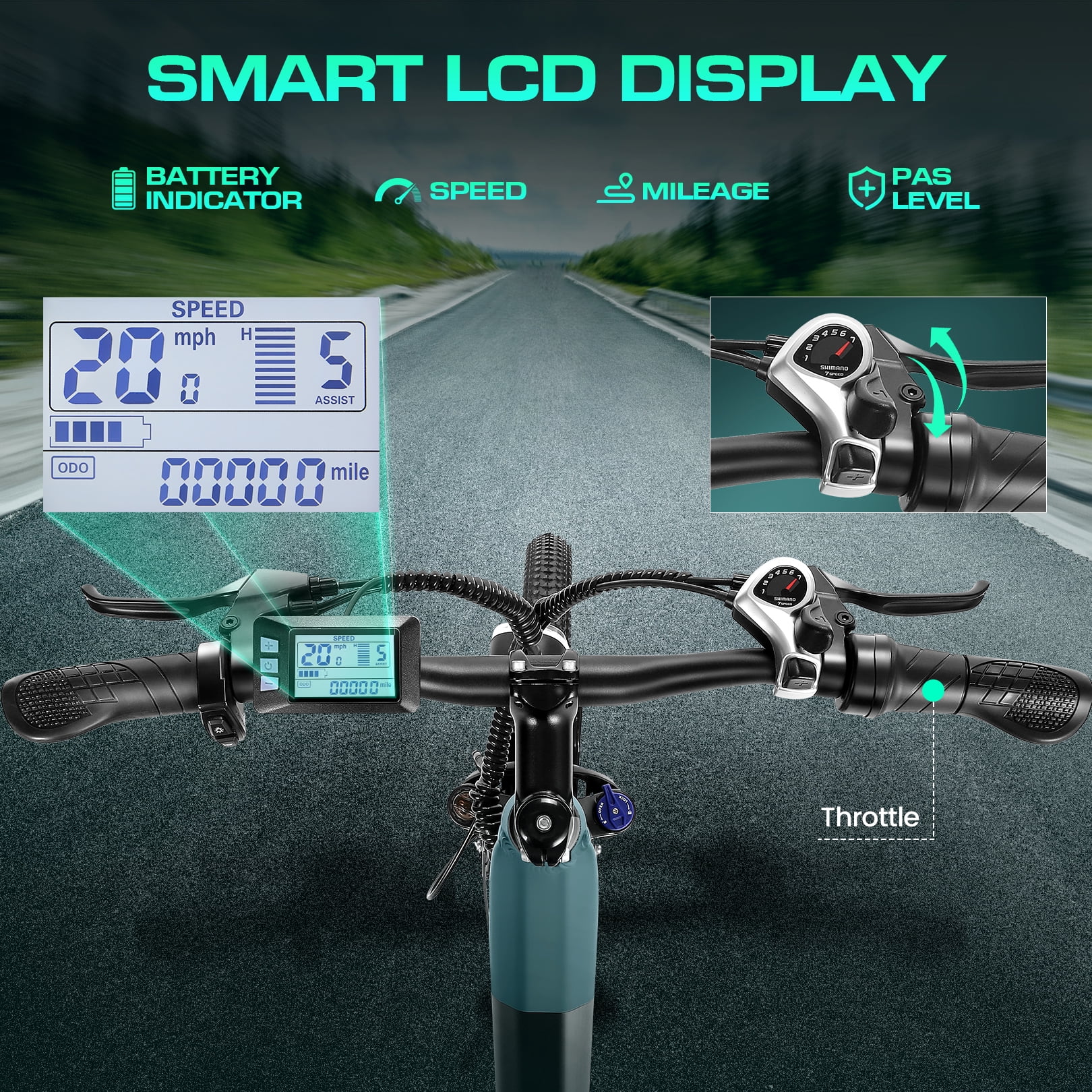 WOOKEN Electric Bike for Adults ,48V 10.4Ah Removable Battery and up to 50Miles 19.8MPH, 26" x 2.1" Electric Commuter Bike with 7-Speed and Front Suspension, UL 2849
