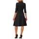 thumbnail image 3 of Vestido Vintage de Mujer INSPIRE CHIC con Mangas 3/4 y Cuello Alto, Vestido A-Line de Oficina, Talla XS, Negro, 3 of 6