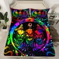 thumbnail image 2 of Castle Fairy Adults Female Men Abstract Gradient Skull Twin Sheet Sets 3pcs,Bohemian Starry Sky Twin Fitted Sheet Microfiber,Gothic Style Animal Breathable Flat Sheet,Ultra Soft Home Decor, 2 of 7