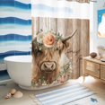 thumbnail image 5 of No Hook Shower Curtain, Spring Cow Floral Shower Curtains for Bathroom with See Through Top Window, Light Brown Wooden Farmhouse Waterproof & Washable Bath Curtain Extra Long 72"x96", 5 of 9