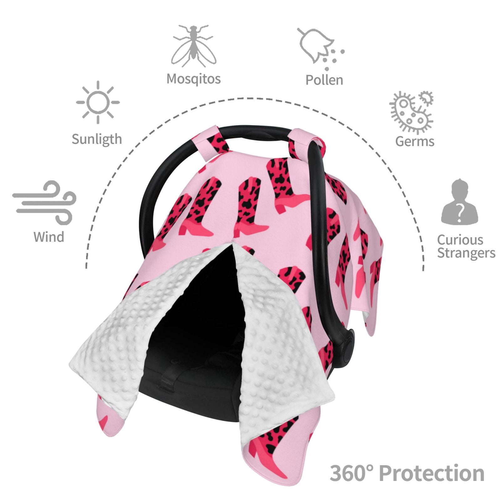 Car Seat Cover Baby - pink cowgirl red boots Western Breathable Infant Car Seat Cover for Baby Carseat, Lightweight Comfort Baby Essentials Must Haves Newborn Stuff for Girl Boy