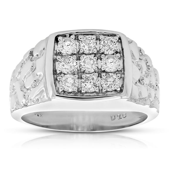 Vir Jewels 1 CTTW Diamond Wedding Engagement Bridal Ring for Men in 14K White Gold Prong Set
